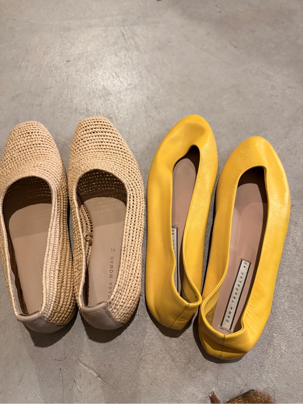Zara Yellow Leather Ballet Flats & woven flats women’s 10